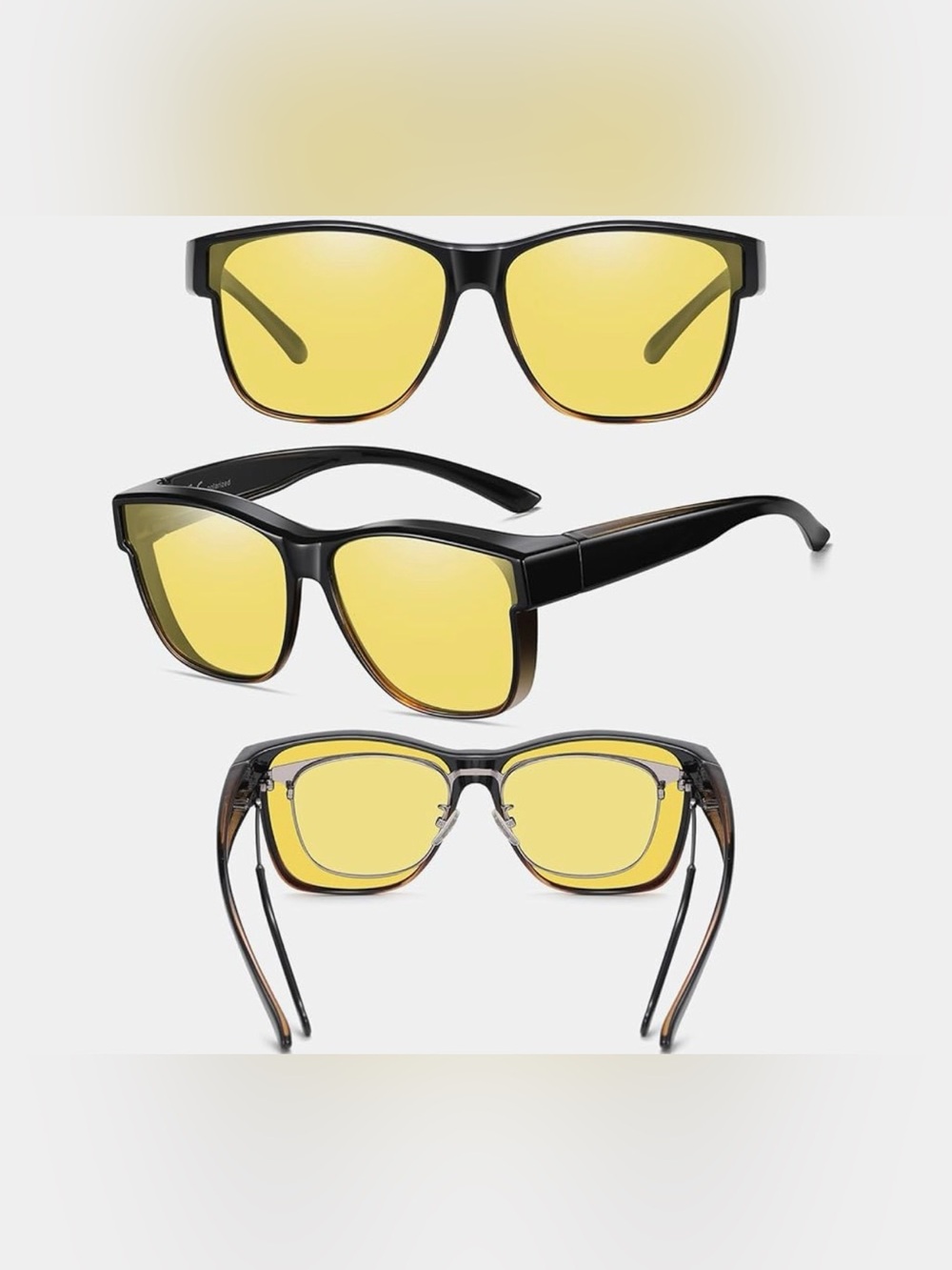 Men's Black Frame Sunglasses with Yellow Lenses